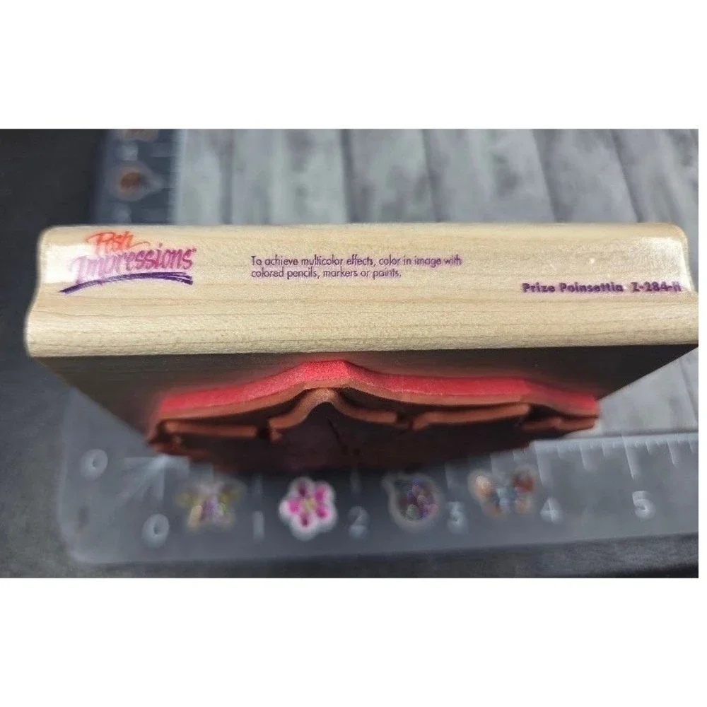 Rubber Stampede Prize Poinsettia Z284H Rubber Stamp Wood #E28